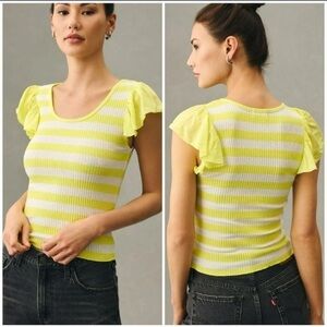 Anthropologie T.la Flutter Sleeve Knit Tops NWT Size M